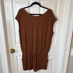 Prana Brown Striped Midi Romper